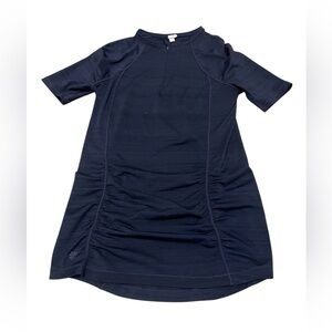 Athleta Ruched Navy Short Sleeve Athletic Shirt